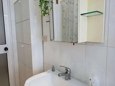 a bathroom with a sink and a mirror at Monolocale vicino metro Libia in Rome