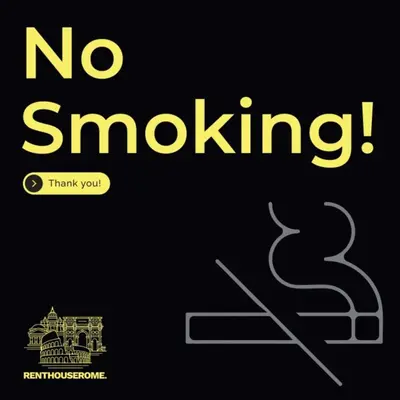a sign that says no smoking with a picture of a house at Pretorius Design Loft - Near Termini Station by RHR in Rome