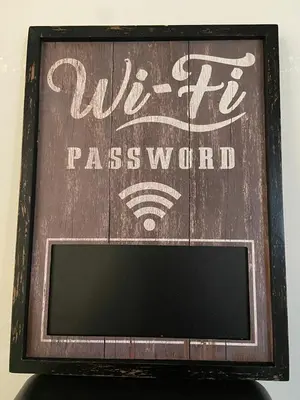 a chalkboard with a sign that says us psi password at La casetta di Matteo in Rome