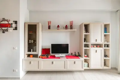 a white desk with a computer on top of it at New and beautiful house in the heart of Rome in Rome