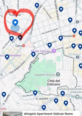 a red heart on a map at dAngelo Apartment Vatican Rome in Rome