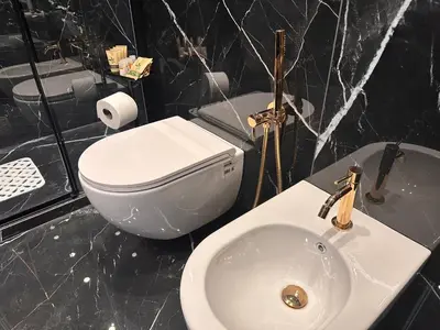 a bathroom with a white sink and a toilet at Suite dolce vita - san pietro in Rome