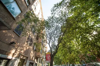a city street with trees and a building at Great Apartment in great Location in Rome