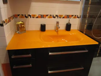 a bathroom with a yellow sink and a shower at Matteo al Vaticano Vicino Metro in Rome