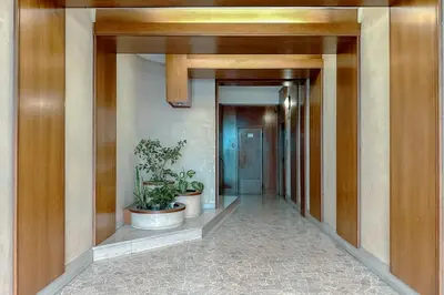 a hallway with two potted plants in a building at Saint Peter's Luxury Terrace Suites in Rome