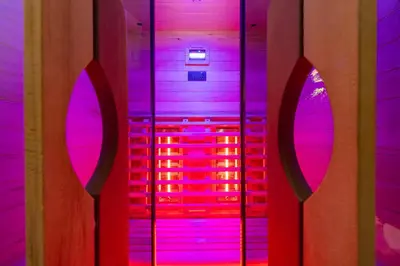 a room with purple lights in a room at Casa Cristallo Relax e Spa in Rome