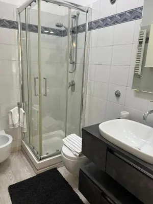 a bathroom with a shower and a toilet and a sink at TopVaticanApartment in Rome