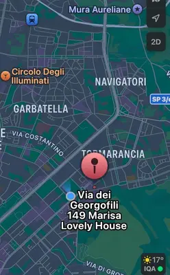 a map of a city with a red dot at Marisa lovely house in Rome
