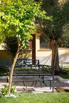 a park bench sitting next to a tree at Residenza Leone XIII in Rome