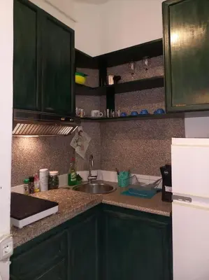 a kitchen with a sink and a counter top at Green House Roma in Rome