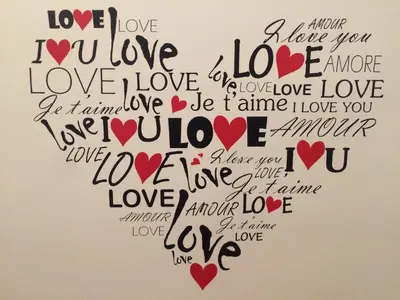 a heart made out of love words at La Casa di Fabio in Rome