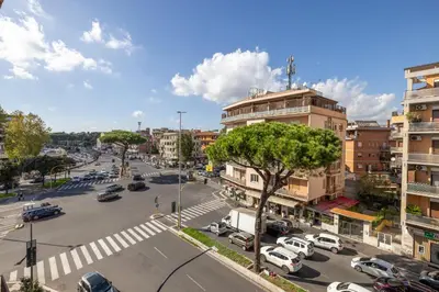 an aerial view of a city street with cars at Casa MARIA, casa vacanze Aurelio in Rome
