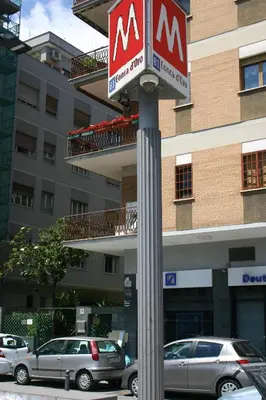 a sign on a pole in front of a building at La CASA di EMY in Rome