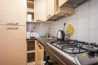 a kitchen with a stove and a sink at La CASA di EMY in Rome