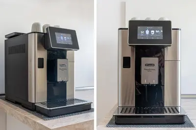 a coffee machine with a box on a counter at Colonna Inn in Rome
