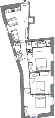 a floor plan of a building at La dolce vita Cavour in Rome
