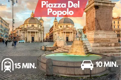 a picture of a fountain in front of a building at Metro A 3 fermate da San Pietro - 2 Camere Luminoso - Domus Valeria in Rome