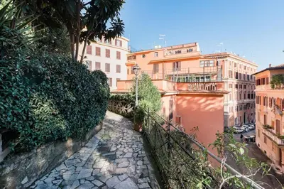 a view of a city street with buildings at Trastevere Cottage in Rome