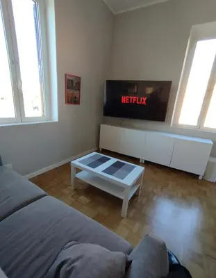 a living room with a couch and a tv at WelcRome Appartamento Roma Centro in Rome