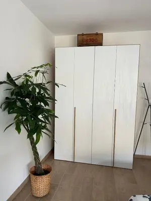 a white cabinet in a room with a potted plant at Alloggio turistico Gloria e Luigi in Rome