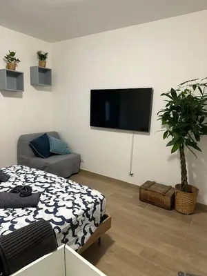 a living room with a flat screen tv on the wall at Alloggio turistico Gloria e Luigi in Rome
