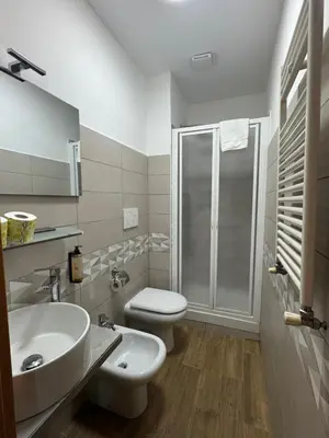 a bathroom with a toilet and a sink and a shower at Lux of the Vatican in Rome