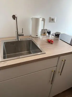 a kitchen counter with a sink and a appliance at XCross Suites Basilica San Paolo in Rome