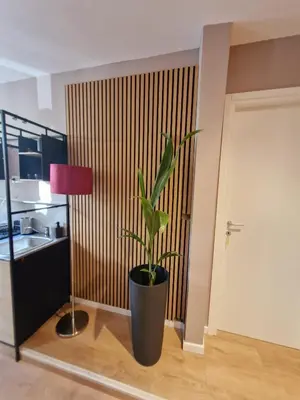 a potted plant in a room next to a door at Vatican Charme&Chic in Rome