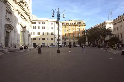 a city square with a street light and buildings at Lovely studio in Campo de Fiori in Rome