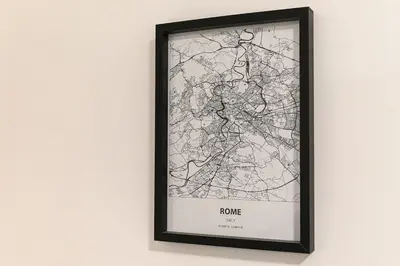 a framed map of hong kong on a wall at La Scaletta Furio Camillo in Rome