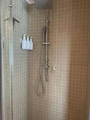 a bathroom with a shower with a shower head at Mary St Peter Vatican Loft in Rome