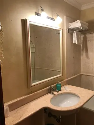 a bathroom with a sink and a mirror at Sandel Giubileo Hotel in Rome