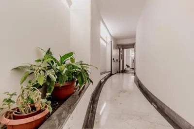 a corridor with potted plants in an office building at The Terrace Luxury in Rome