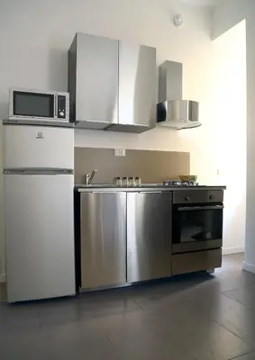a kitchen with a refrigerator and a microwave at Nido Degli Angeli in Rome