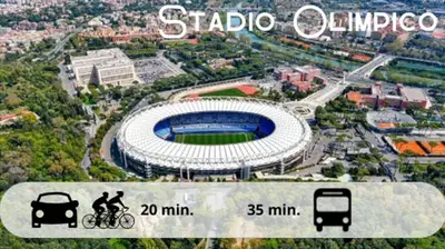 an aerial view of a stadium with a soccer field at Vatican Modern Apartment 5 min Metro A - Terrestre in Rome