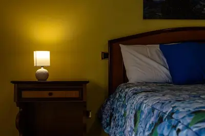 a bedroom with a bed and a lamp on a night stand at Your Whole Suite in Rome