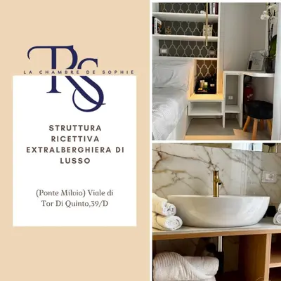 a collage of photos with a bathroom and a sink at Ponte Milvio Suite & Parking- La Chambre de Sophie in Rome