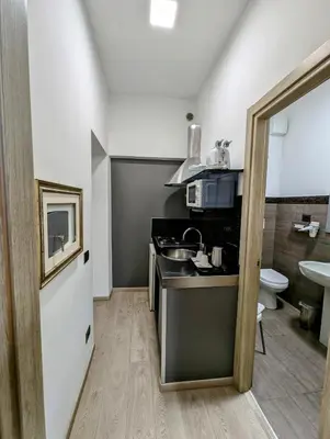a small kitchen with a sink and a counter top at Domus Forus in Rome