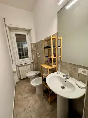 a bathroom with a sink and a toilet at Trastevere Cozy Retreat in Rome