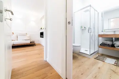 a bathroom with a shower and a toilet at Vatican Home 168 in Rome