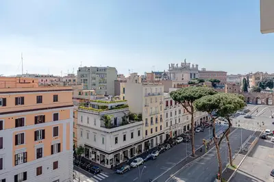 an aerial view of a city with buildings and a street at Sangió - Lovely Home in Rome in Rome