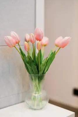 a vase filled with pink flowers sitting on a table at Maison Pesca in Rome