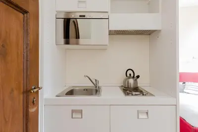 a kitchen with a sink and a microwave at Residenza del Cedro in Rome