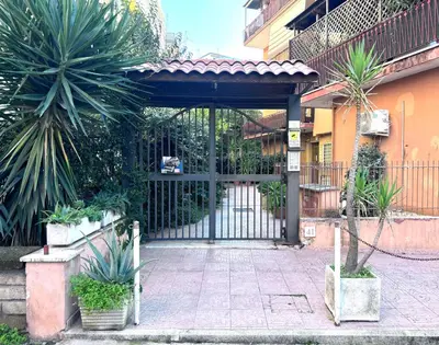 an entrance to a gate with potted plants at Appartamento Metro A e Vaticano Maroma in Rome
