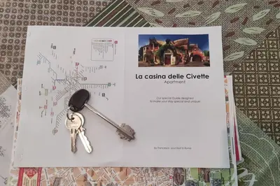 a pair of keys sitting on top of a map at La Casina delle Civette in Rome