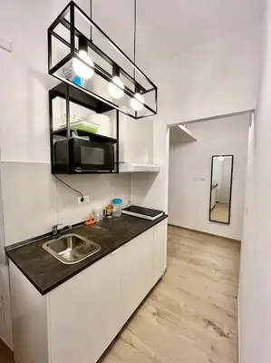 a kitchen with a sink and a counter top at Pamphili Home - Un angolo di pace vicino Trastevere in Rome