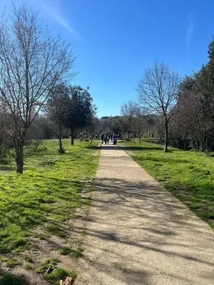 people walking down a path in a park at Conca d'oro house in Rome
