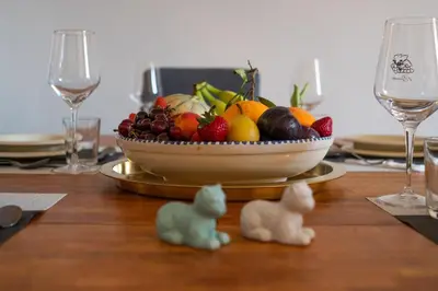 a bowl of fruit sitting on top of a table at Oasi artistica a Trastevere in Rome