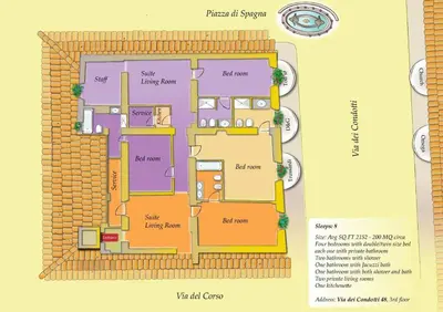 a floor plan of the villa margaritas at The Inn at the Spanish Steps Luxury Collection - Suite Condotti in Rome