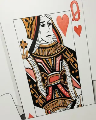 a playing card with a picture of a queen of hearts at O Effe Games Vatican in Rome
